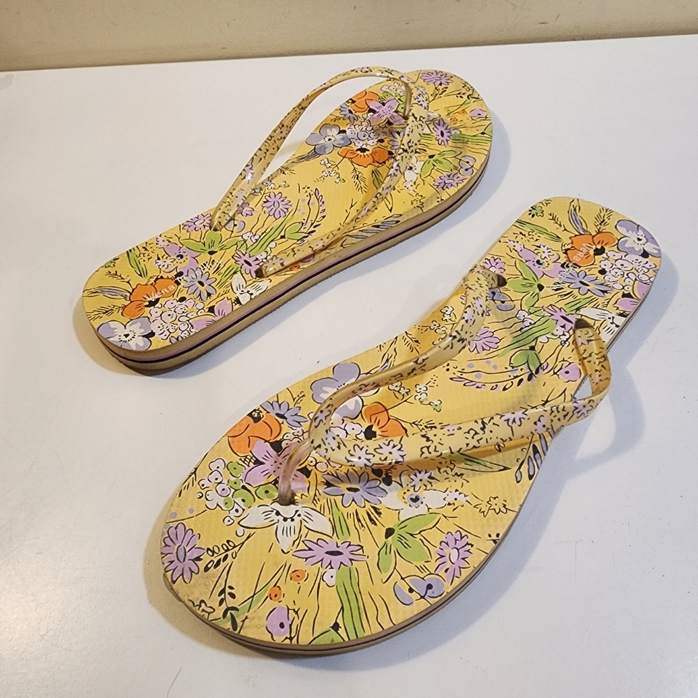 Vera Bradley Yellow Floral Flip Flop Sandals Size 9-10